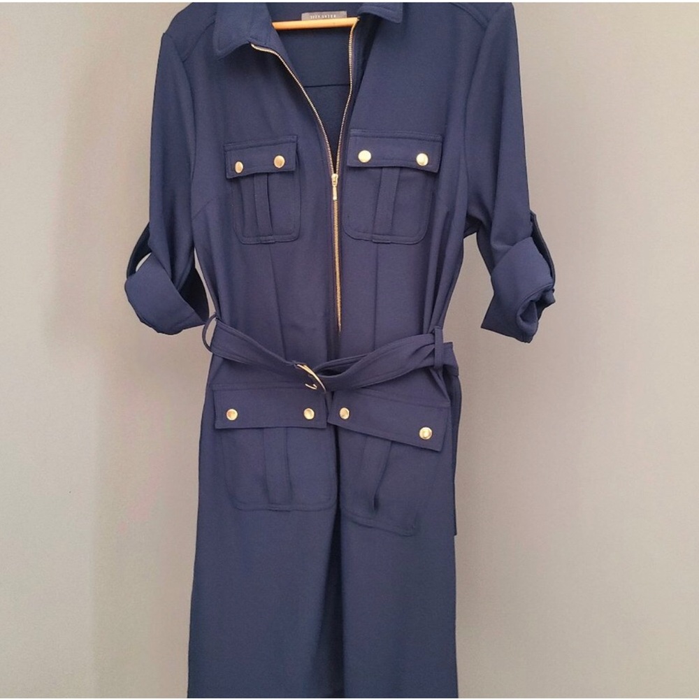 Suzy Shier Navy Jumpsuit with Gold Buttons
